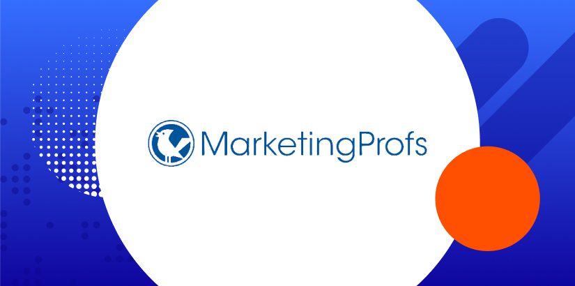 Marketing profs logo on white background with blue frame